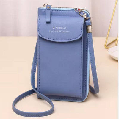 Portable Soft Leather Women’s Crossbody Bag | Light Blue