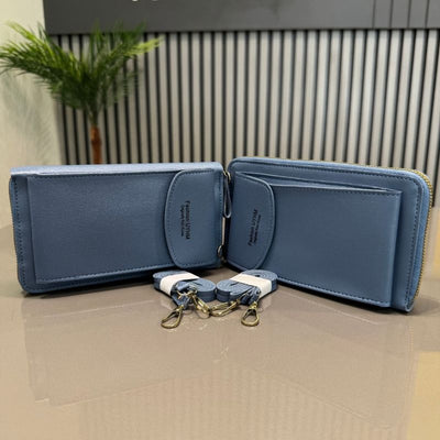 Portable Soft Leather Women’s Crossbody Bag | Light Blue