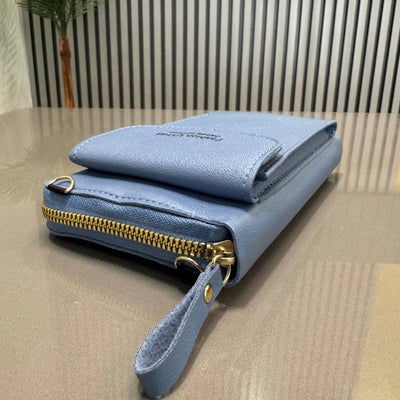 Portable Soft Leather Women’s Crossbody Bag | Light Blue