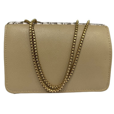 Dior Oblique Canvas & Beige Leather Flap Clutch