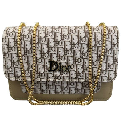 Dior Oblique Canvas & Beige Leather Flap Clutch