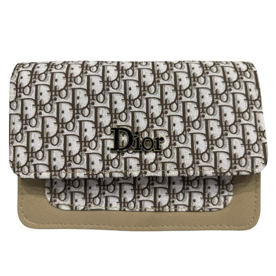 Dior Oblique Canvas & Beige Leather Flap Clutch