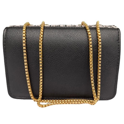 Dior Oblique Canvas & Black Leather Flap Clutch