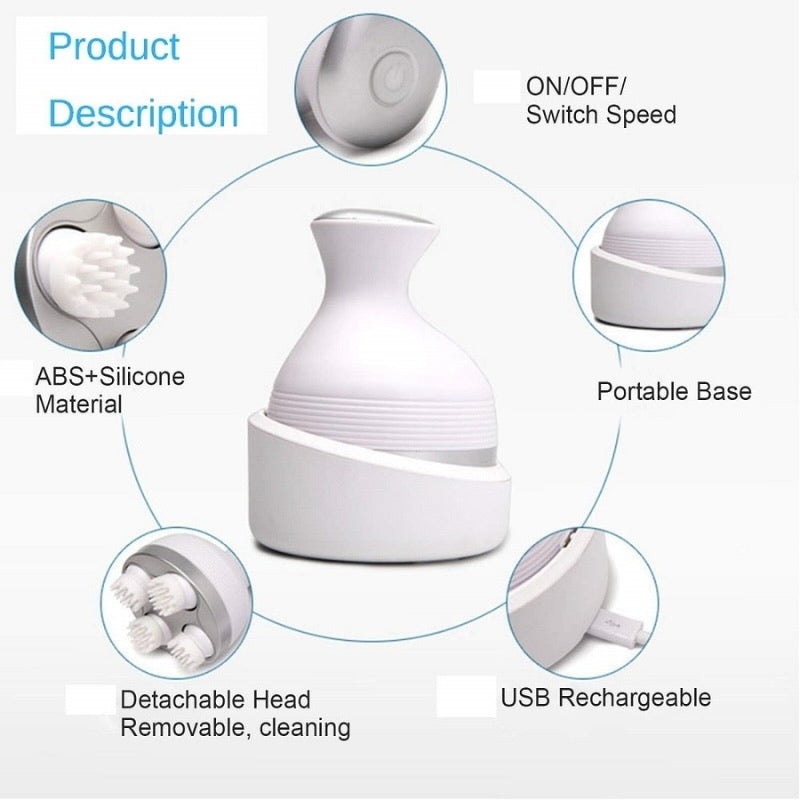 Scalp Massager — with 4 Moveable Clusters