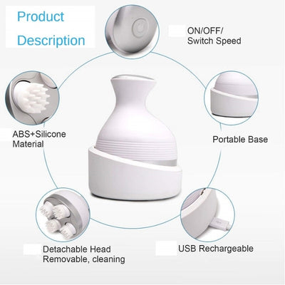 Scalp Massager — with 4 Moveable Clusters
